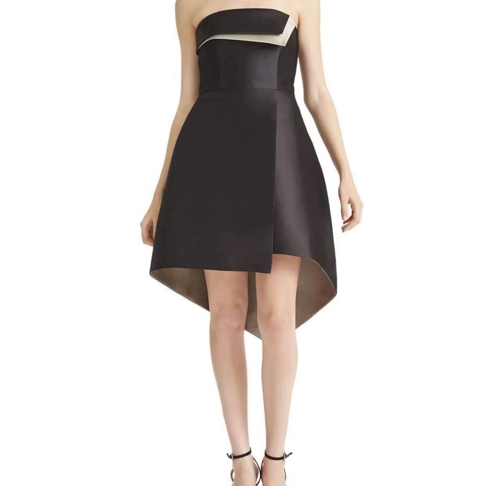 Halston Heritage Black Strapless High-Low Dress